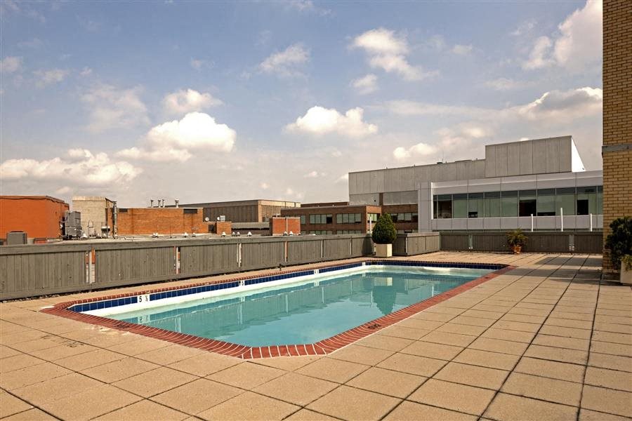 Rooftop pool with views of DC